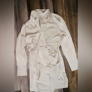 12th Tribe Cream Satin Top